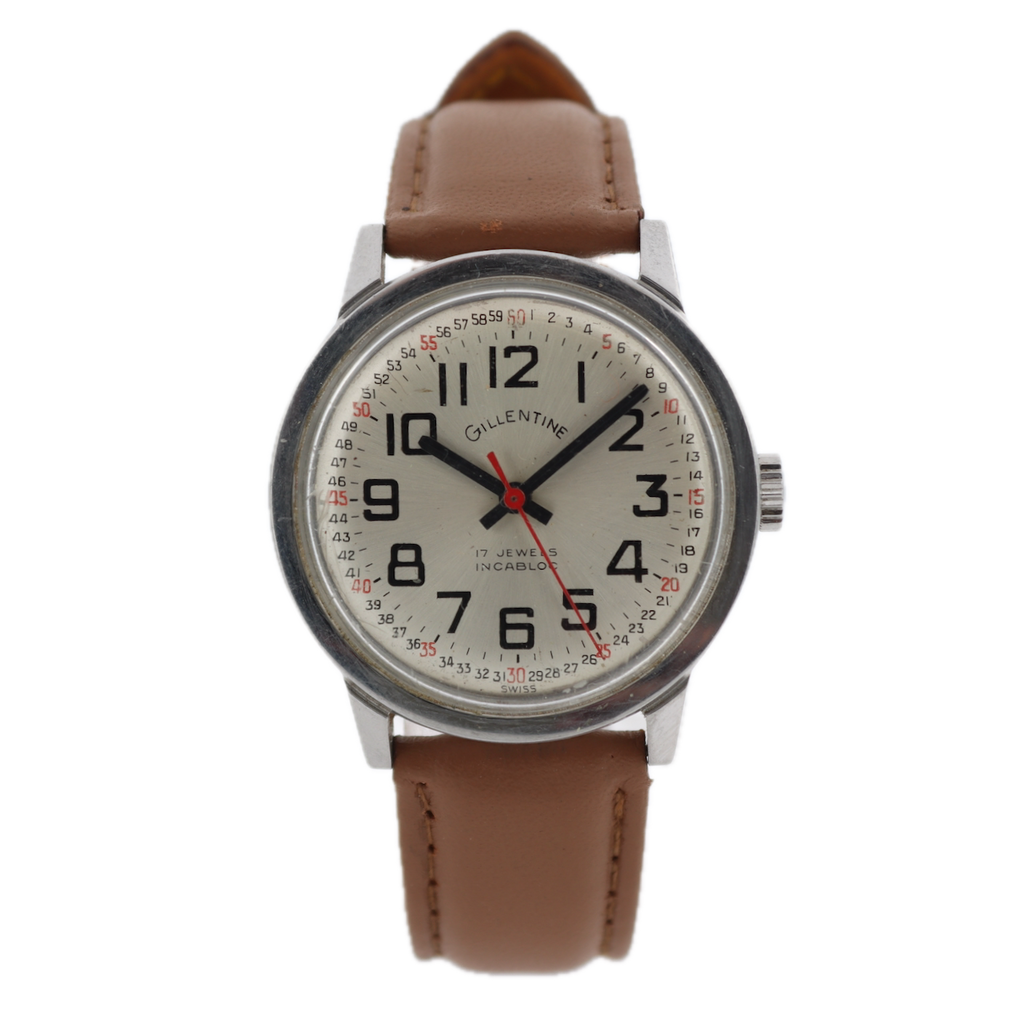 Vintage 33mm Gillentine Men's Mechanical Wristwatch Font Standard 96 Swiss Steel