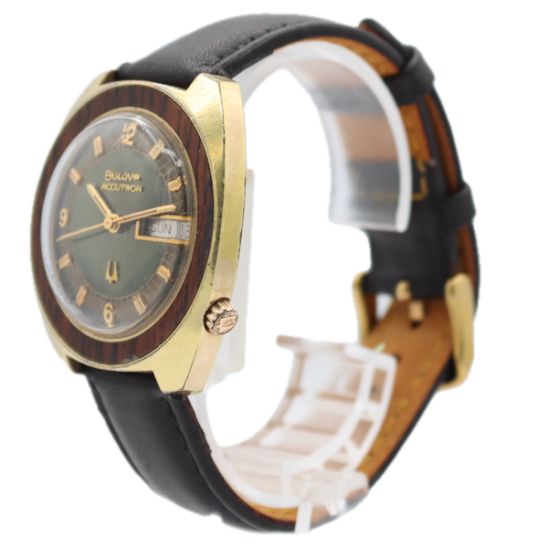 Vintage 36mm 1969 Accutron Woody Men's Tuning Fork Wristwatch 218 2 USA 14k GF