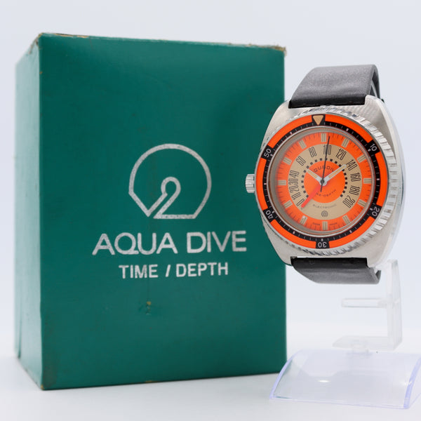 Vintage Aqua Dive Time Depth 50 Men's Electronic Wristwatch Swiss Steel W/ Box