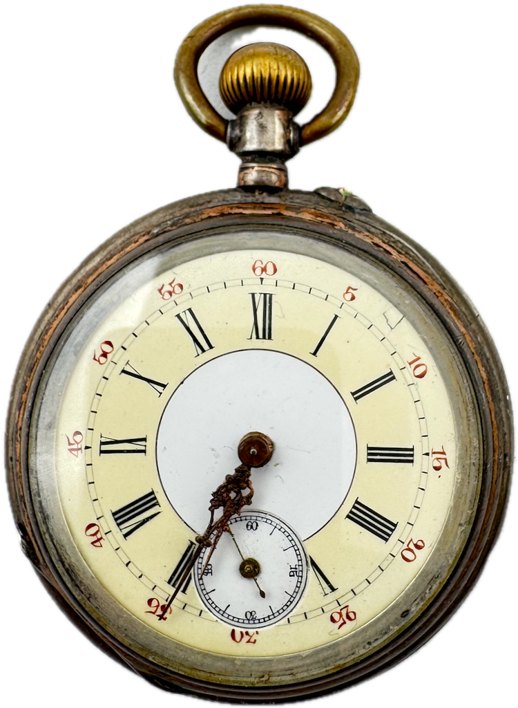 Antique Unbranded Shield 6 Jewel Mechanical Pocket Watch .800 SilverSwiss