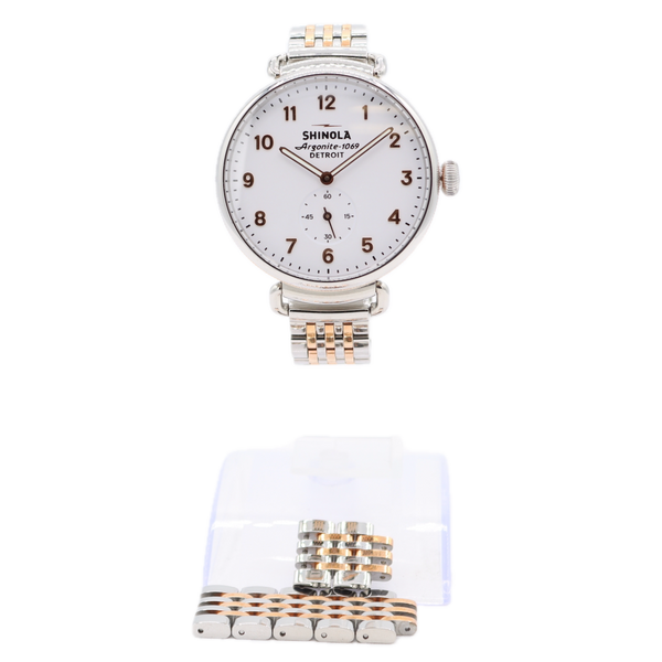 Vintage 38mm Shinola Canfield White Men's Quartz Wristwatch Argonite-1069