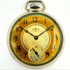 Vintage Ingraham Dollar Tower Mechanical Pocket Watch Chrome