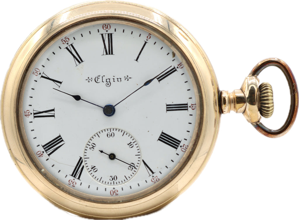 Antique 16 Size Elgin Mechanical Pocket Watch Grade 299 Gold Filled Guilloche