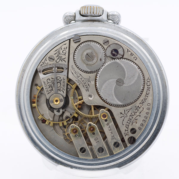 Antique 18s 1900 Elgin 15 Jewel Mechanical Pocket Watch 248 Chrome USA