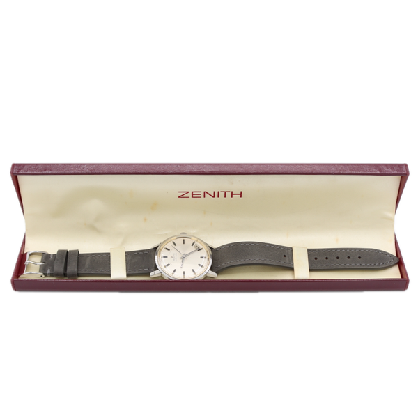 Vintage 36mm Zenith Sunburst 25 Jewel Men's Automatic Wristwatch Swiss Steel