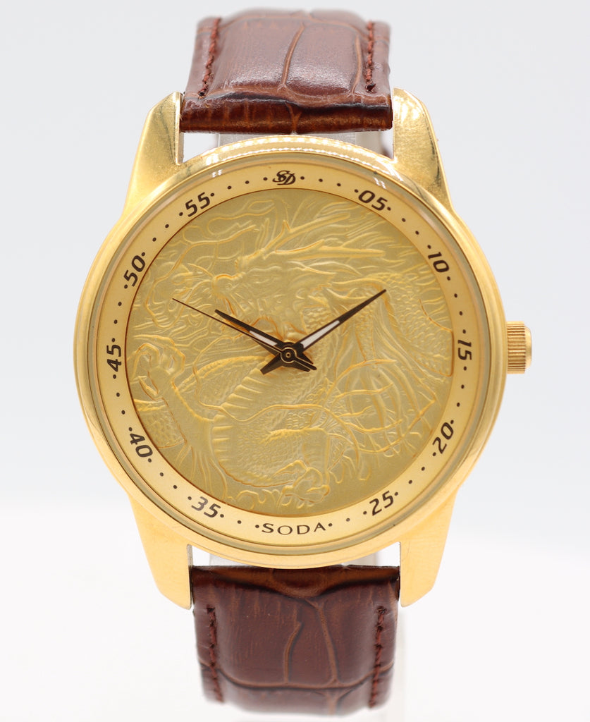 Soda Premier SDS104 Dragon Dial Men's Quartz Wristwatch Steel & Gold Tone