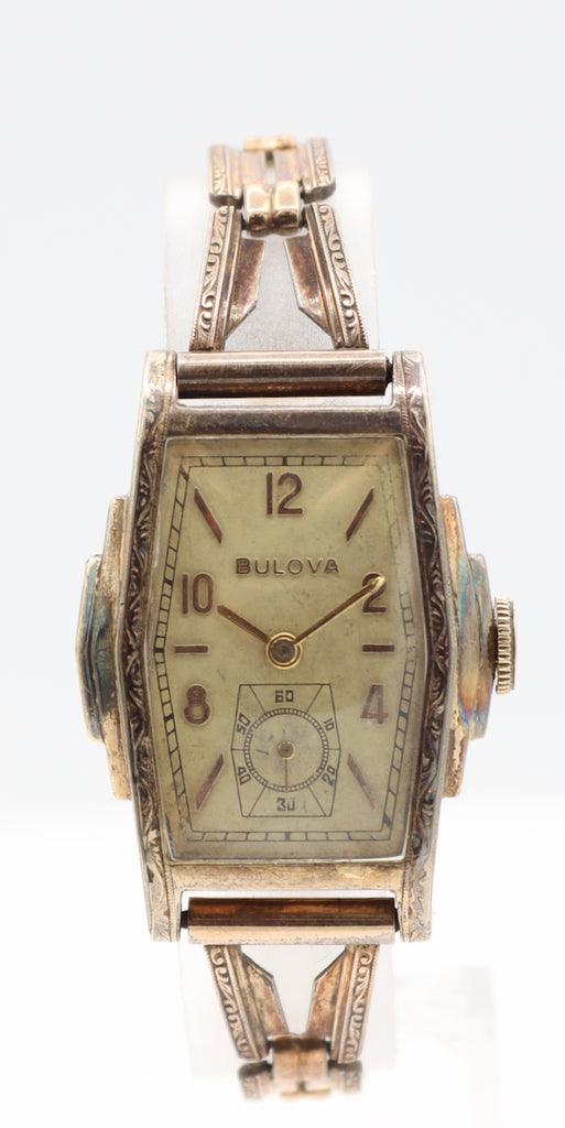 Vintage Bulova Art Deco Style Men's Mechanical Wristwatch 10 AE USA 10k RGP