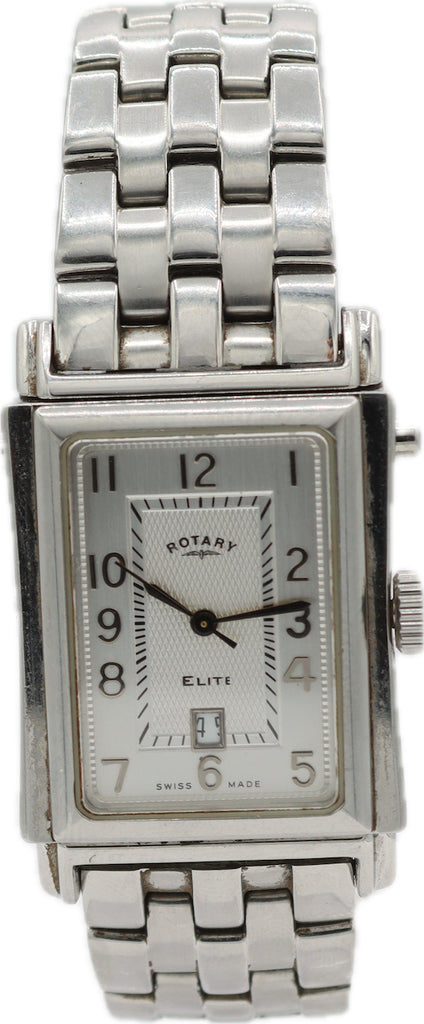 Vintage Rotary Elite 10910 Reverso Men's Quartz Wristwatch Swiss Steel