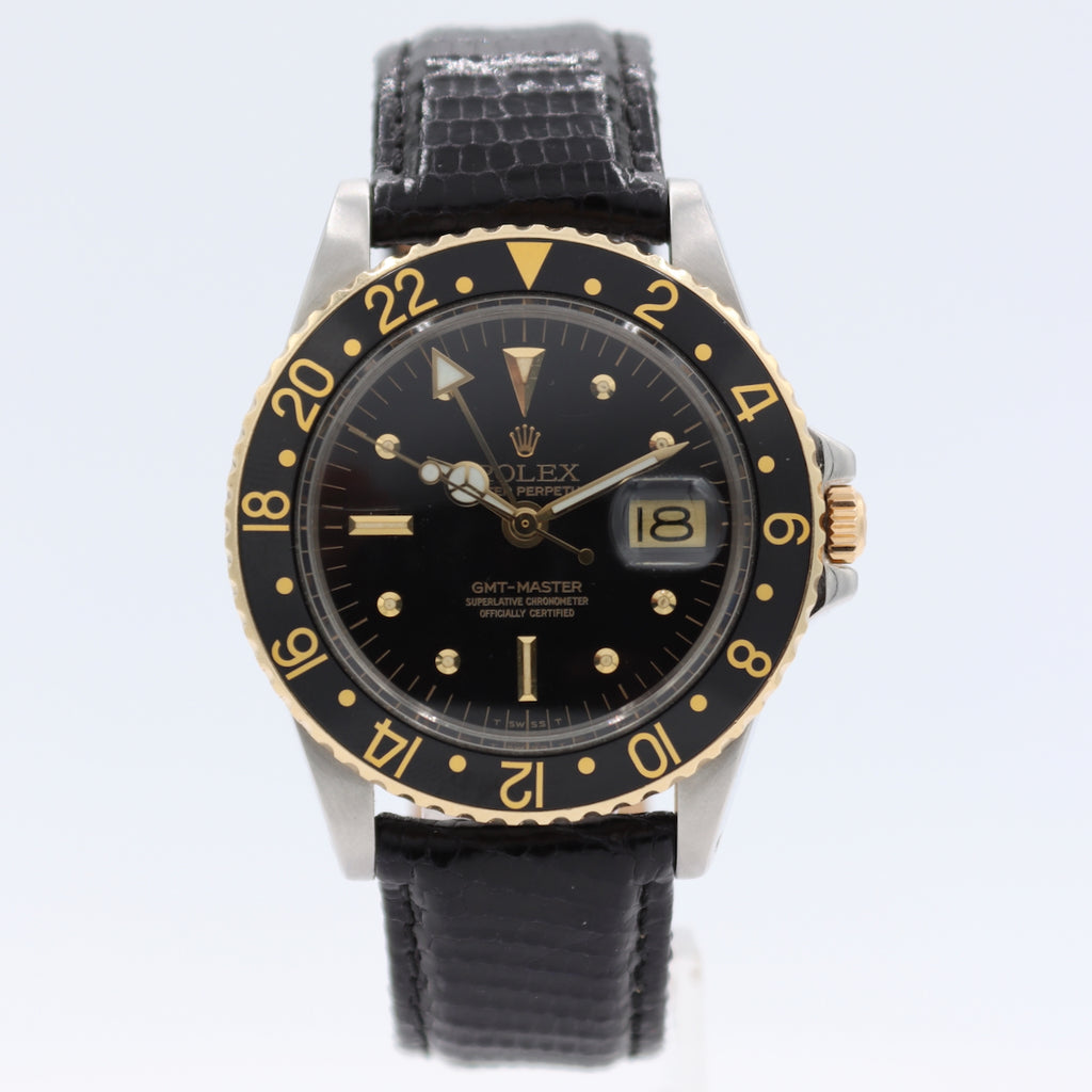 Vintage 1978 Rolex 1675 GMT Master Men's Automatic Wristwatch Steel & Gold