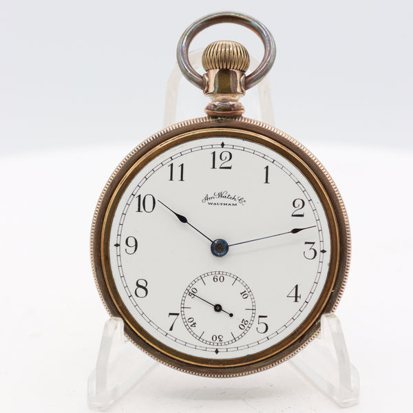 Antique 18 Size 1889 Waltham 7 Jewel Mechanical Pocket Watch 1 Gold PlatedUSA