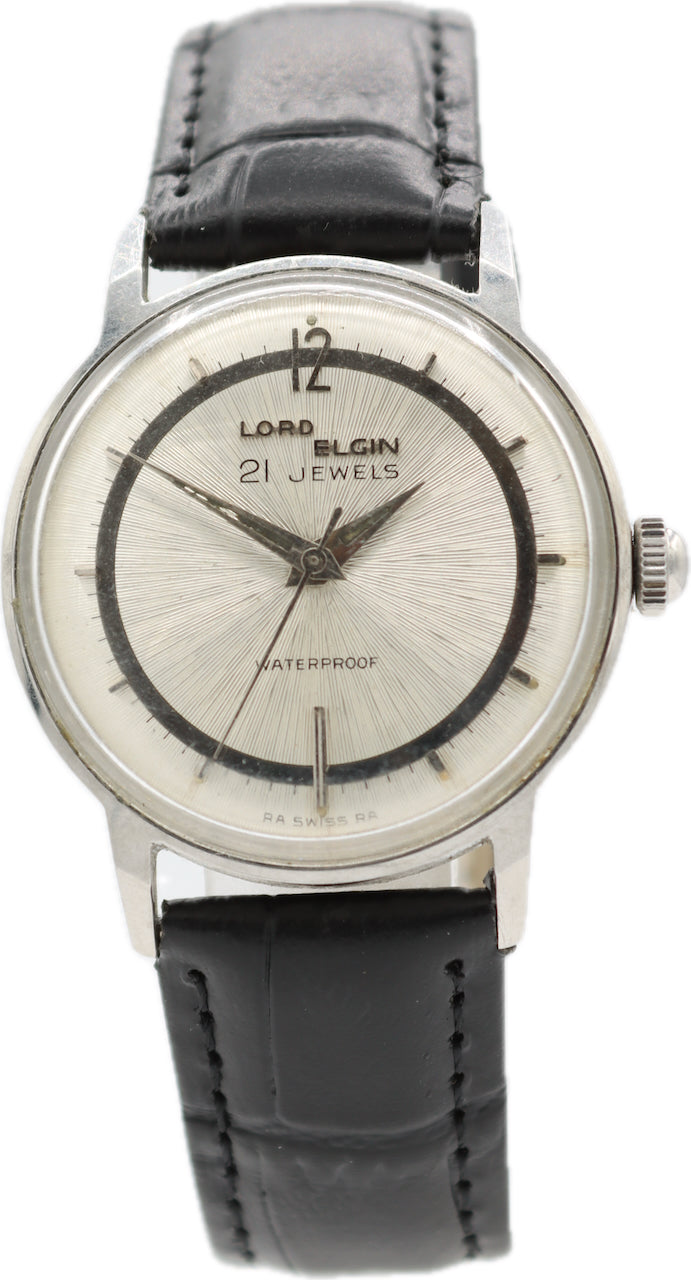 Vintage 33mm Lord Elgin Sunburst Men's Mechanical Wristwatch 915
