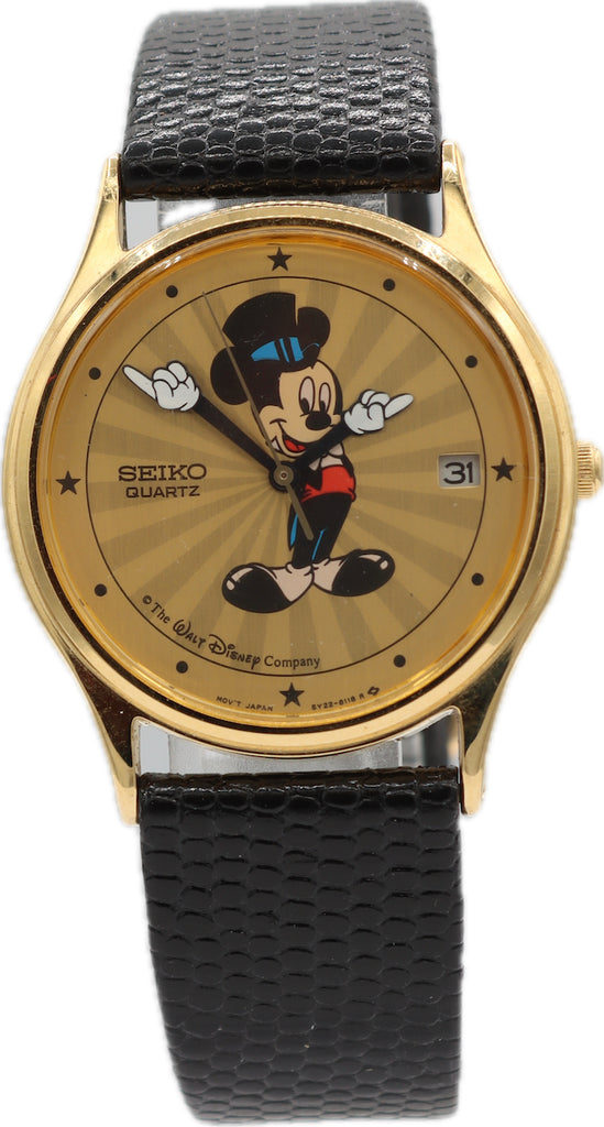 Vintage 33mm 1989 Seiko Mickey Mouse Men's Quartz Wristwatch 5y22 Japan