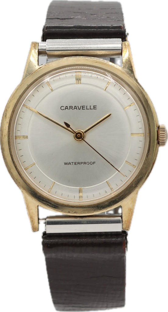 Vintage 33mm 1967 Caravelle Men's Mechanical Wristwatch 11DP Japan Gold Tone