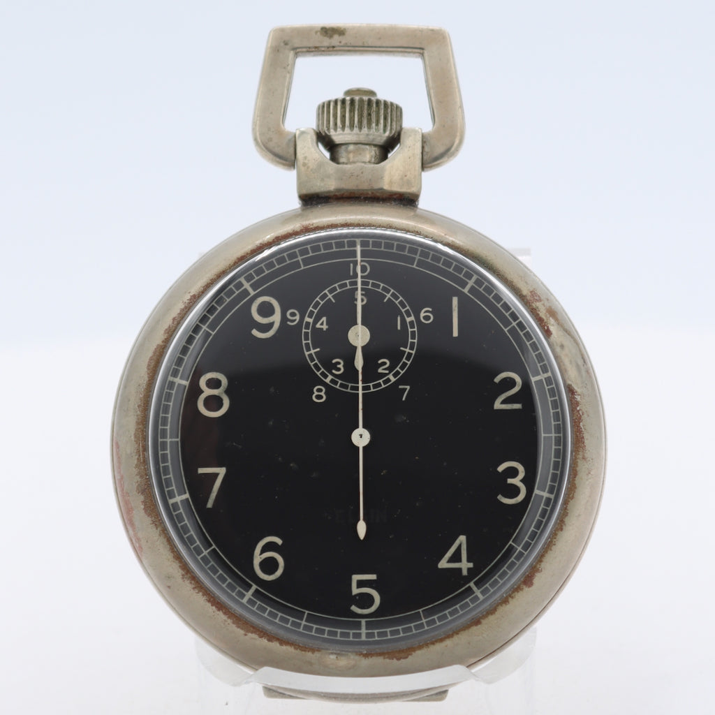 Antique 16s 1945 Elgin Jitterbug Type A-8 15J Pocket Watch 582 WW2 Nickel USA