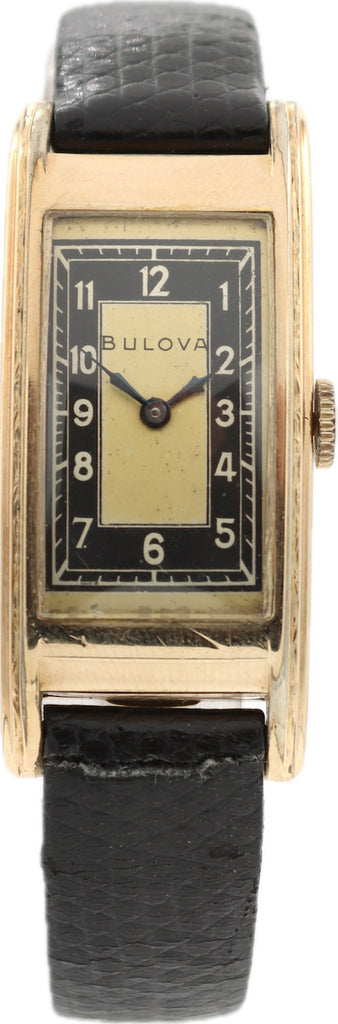 Vintage 20mm Bulova Curvex Long Tuxedo Dial Men's Mechanical Wristwatch 6AE USA