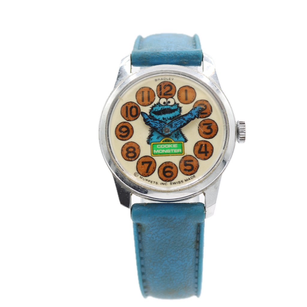 Vintage 30mm Bradley Cookie Monster Men's Mechanical Wristwatch Base Metal