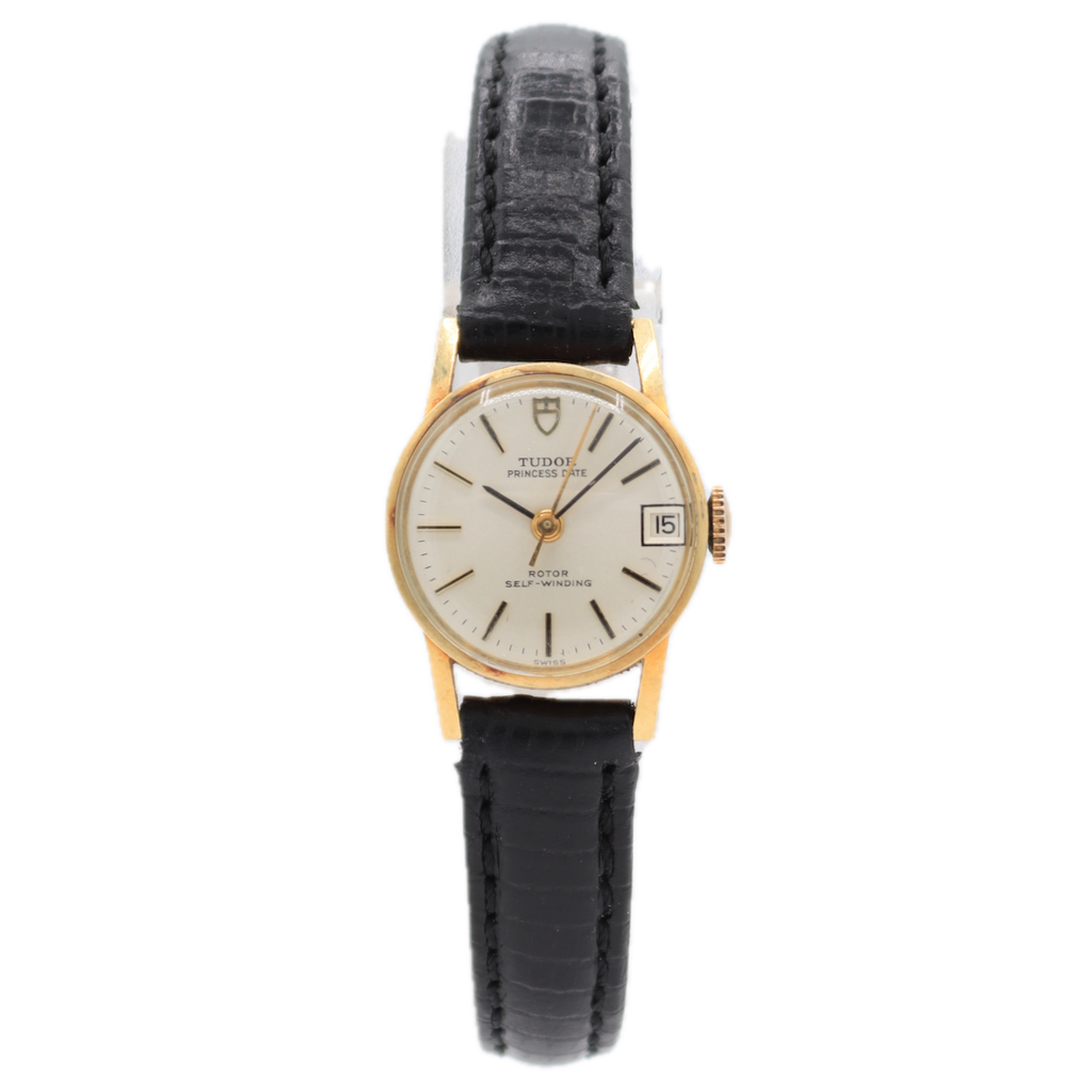 Vintage 19mm Tudor 9675 Princess Date Ladies Automatic Wristwatch 18k Gold