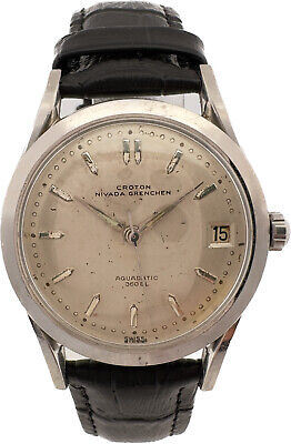 Vintage Nivada Grenchen Aquadatic 360EL Men's Automatic Wristwatch Swiss Steel