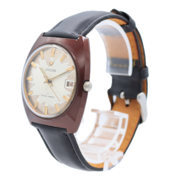 Vintage 36mm Enicar 2342 Date 17 Jewel Men's Mechanical Wristwatch AR1141 Steel