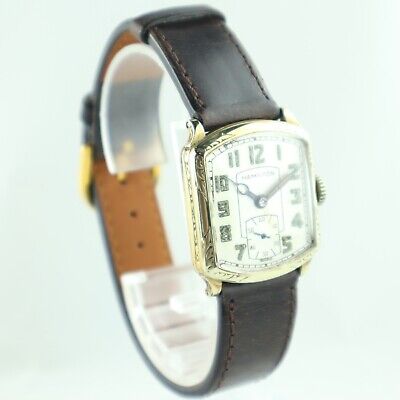 Vintage Hamilton 17 Jewel Men's Mechanical Wristwatch 987 14k GF Tonneau Runs