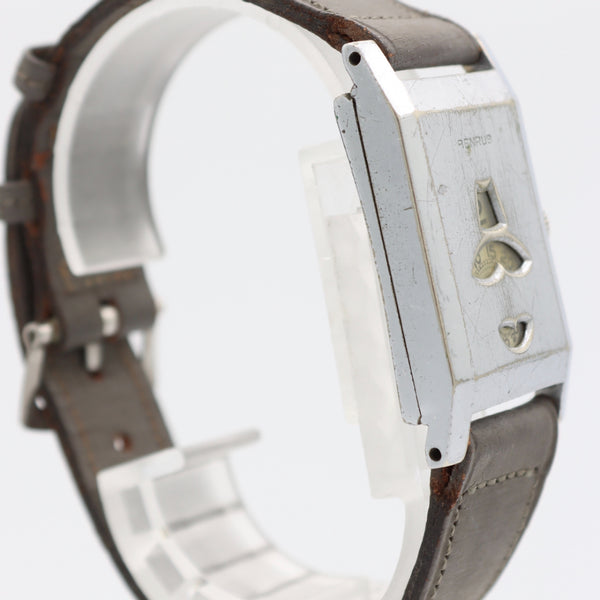 Vintage Benrus Direct Read Men's Mechanical Wristwatch Chrome Plated Art Deco