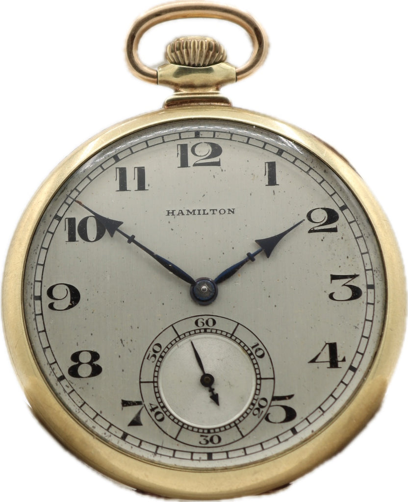 Antique 12 Size Hamilton Mechanical Open Face Pocket Watch Grade 916 14k GF