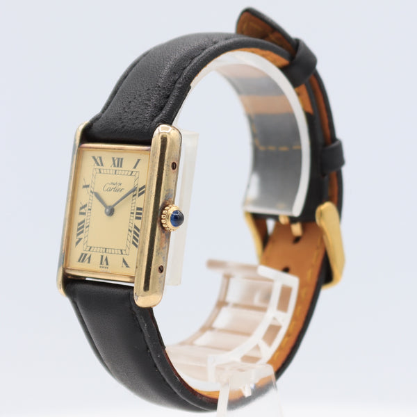 Vintage 23.5mm Cartier 925 Tank Must Men's Mechanical Wristwatch Vermeil