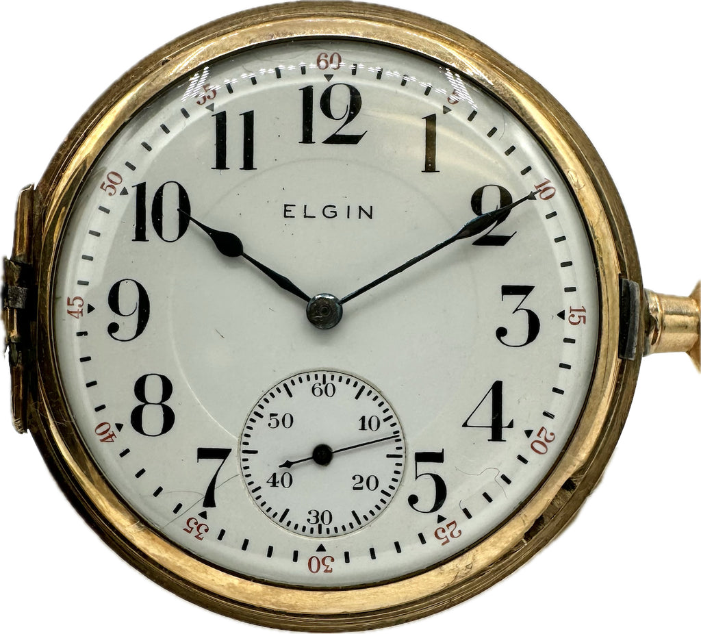 Antique 16S Elgin Hunter Pocket Watch Grade 82 10k Gold Filled Fancy Guilloche