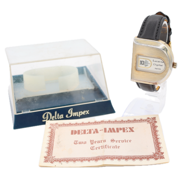 Vintage Lucerne Digital Men's Mechanical Wristwatch Swiss Gold Tone With Box