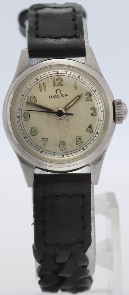Vintage Omega Military Style Ladies Mechanical Wristwatch R135 Swiss Steel