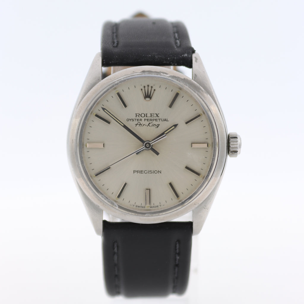 Vintage 35mm 1986 Rolex 5500 Air King Men's Automatic Wristwatch 1520 Steel Runs