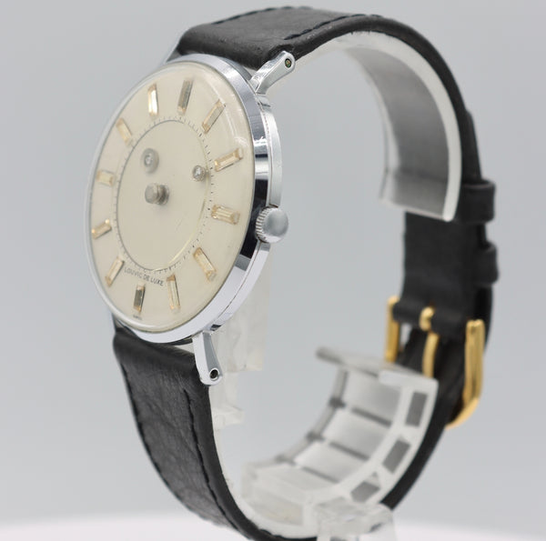 Vintage 36mm Louvic de Luxe Mystery Dial Men's Mechanical Wristwatch Steel