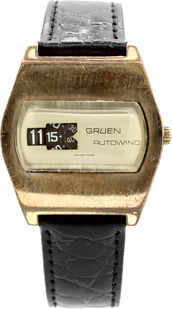 Vintage 37mm Gruen Digital Jump Hour Men's Automatic Wristwatch 1286 Swiss