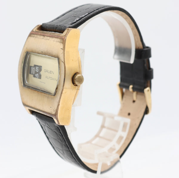 Vintage 37mm Gruen Digital Jump Hour Men's Automatic Wristwatch 1286 Swiss