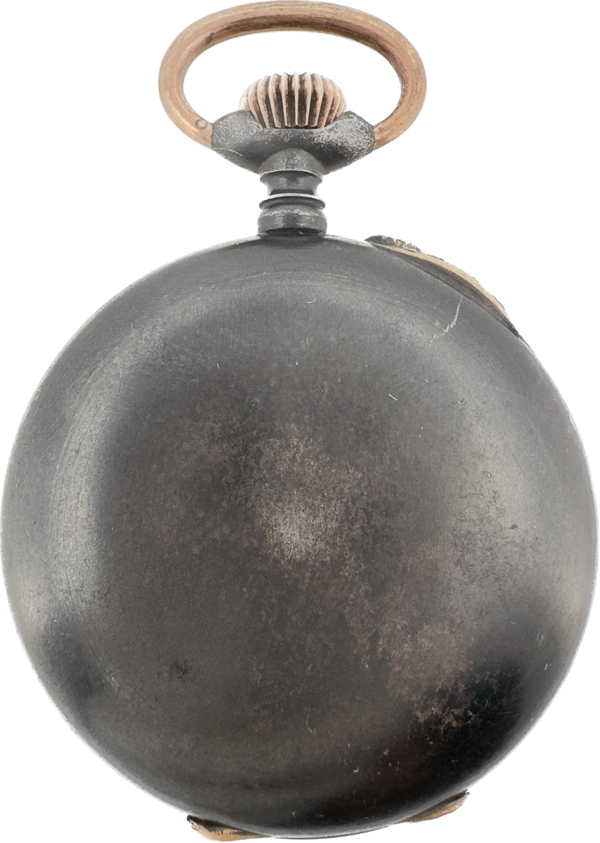 Antique Airflight Style Jump Dial 24 Hour Pocket Watch Gun Metal Swiss