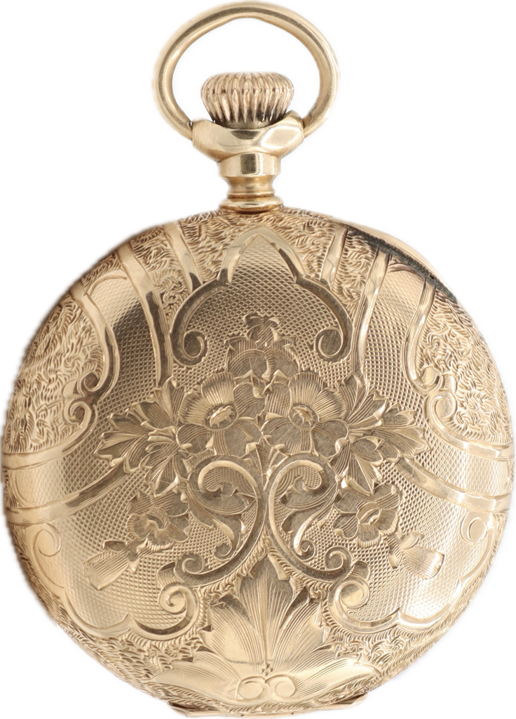 Antique Waltham Seaside Mechanical Hunter Pocket Watch 14k Goldw