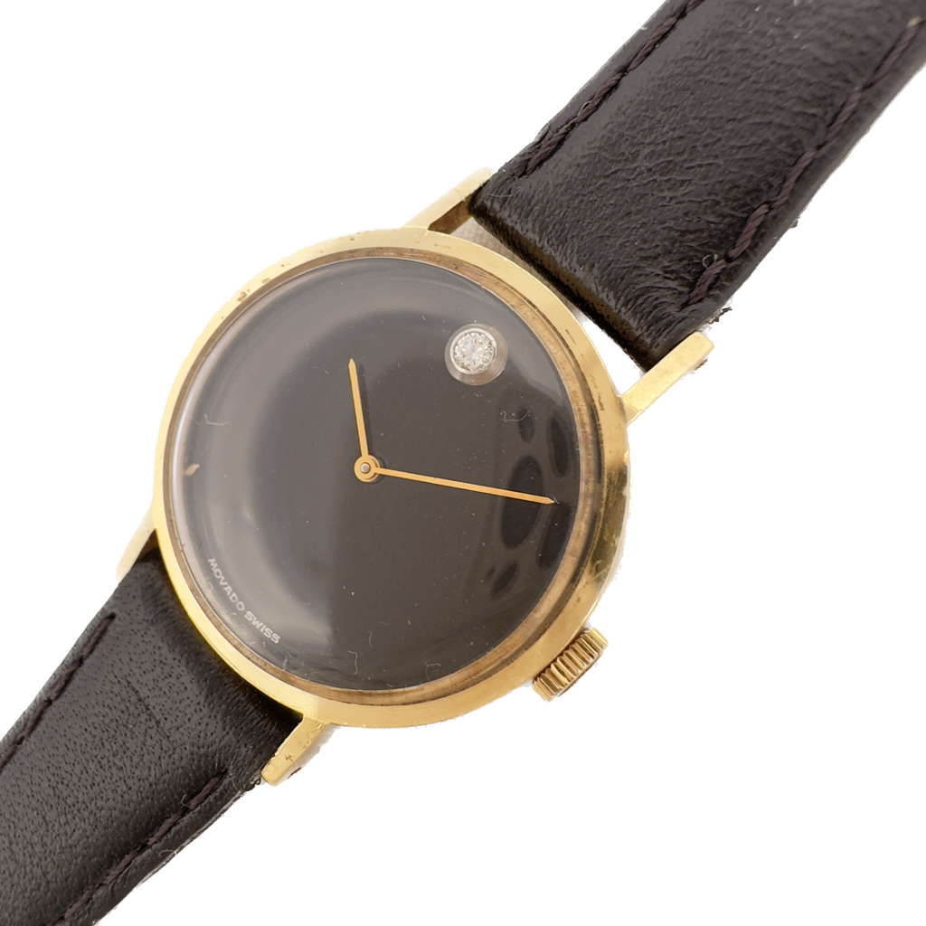 Vintage Movado Museum w Diamond 12 Ladies Mechanical Wristwatch