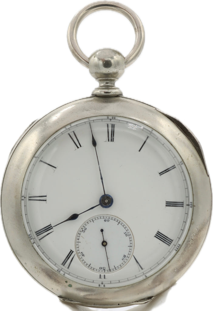 Antique 18S Hampden Congress Street 11 Jewel Key Wind Pocket Watch Silverine