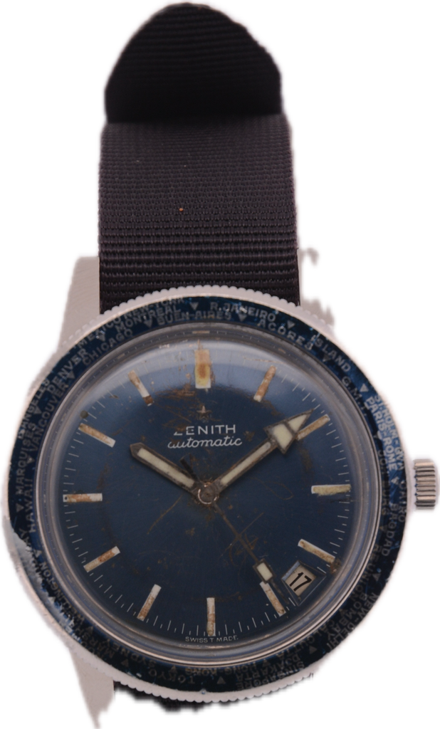 Vintage 37.5mm Zenith A3634 Worldtime 23J Men Automatic Wristwatch 