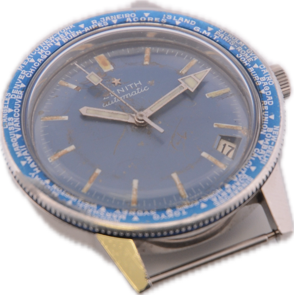 Vintage 37.5mm Zenith A3634 Worldtime 23J Men Automatic Wristwatch