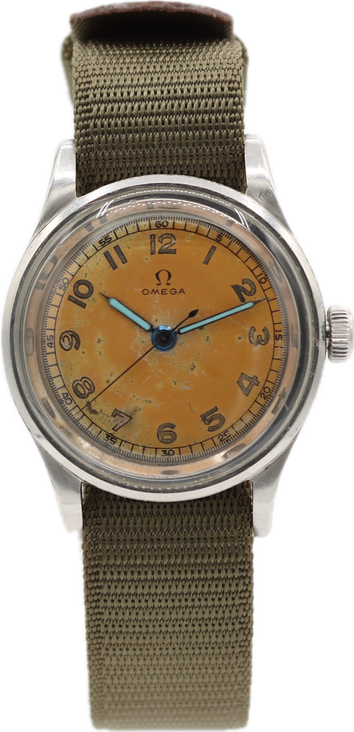 Vintage 30mm 1940's Omega Military Men's Mechanical Wristwatch R17.8 Swiss Steel