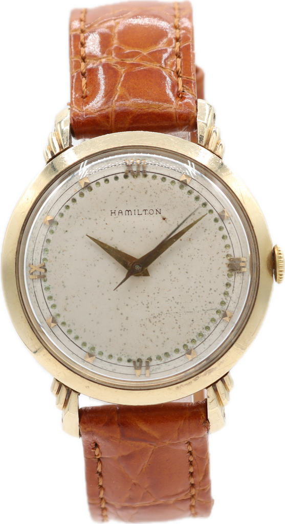 Vintage 34mm 1960's Hamilton Men's Mechanical Wristwatch 14k Gold Round