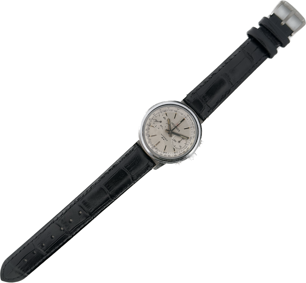 Vintage 37mm Helbros Invincible 17Jewel Men Chronograph Wristwatch