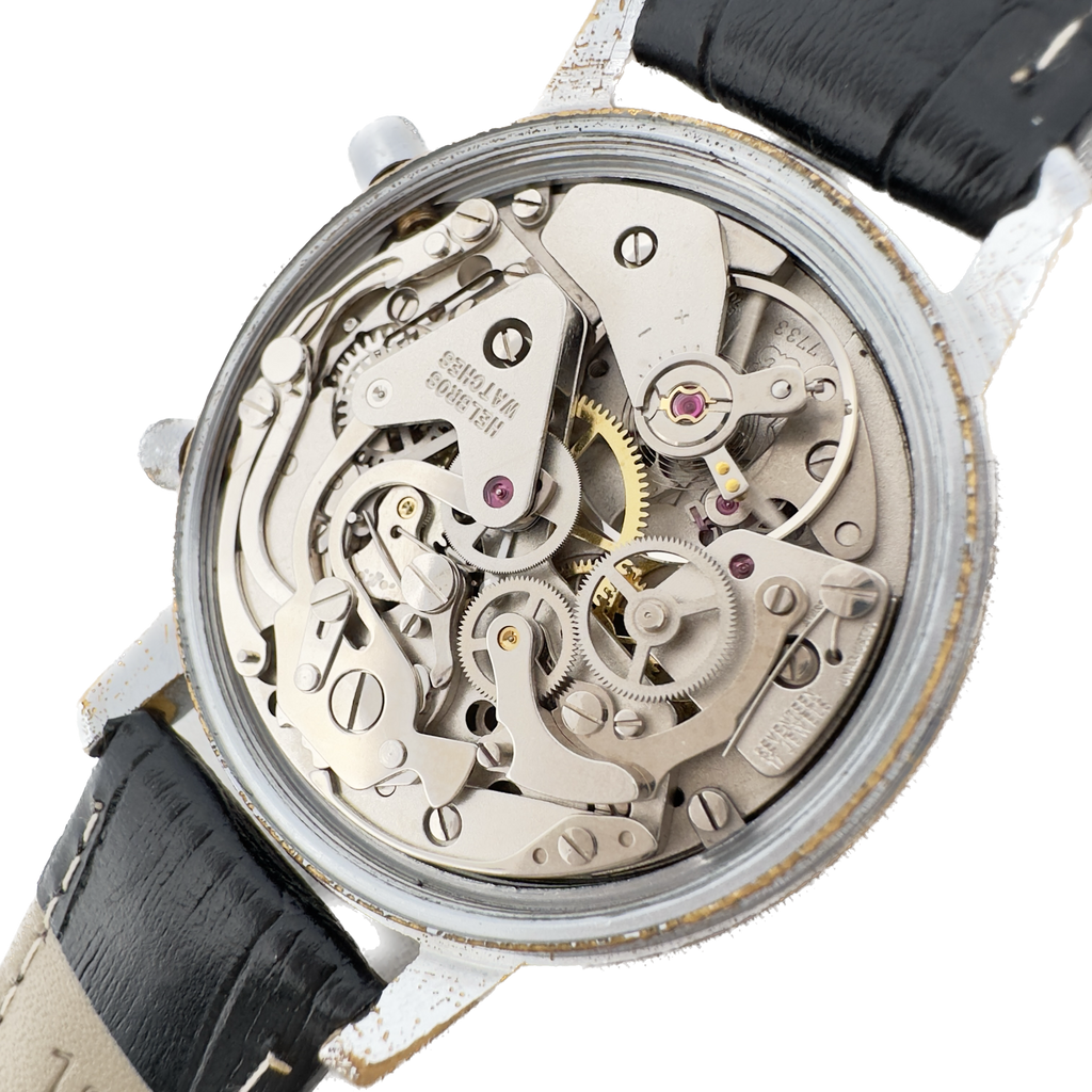 Vintage 37mm Helbros Invincible 17Jewel Men Chronograph Wristwatch