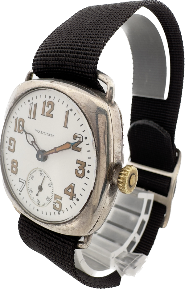 Vintage Waltham WW1 Trench Military 15J Men's Mechanical Wristwatch 115 Sterling