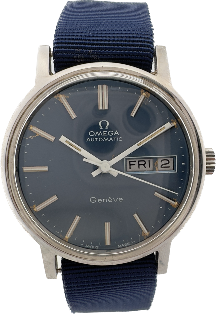Vintage 35mm Omega 166.0117 Men Automatic Wristwatch 1022 Swiss Steel w Day&Date
