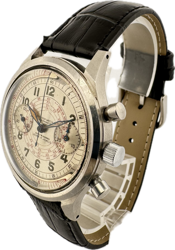 Vintage 36.5mm Lockwood Men's Clamshell Chronograph Wristwatch Venus 178 Steel
