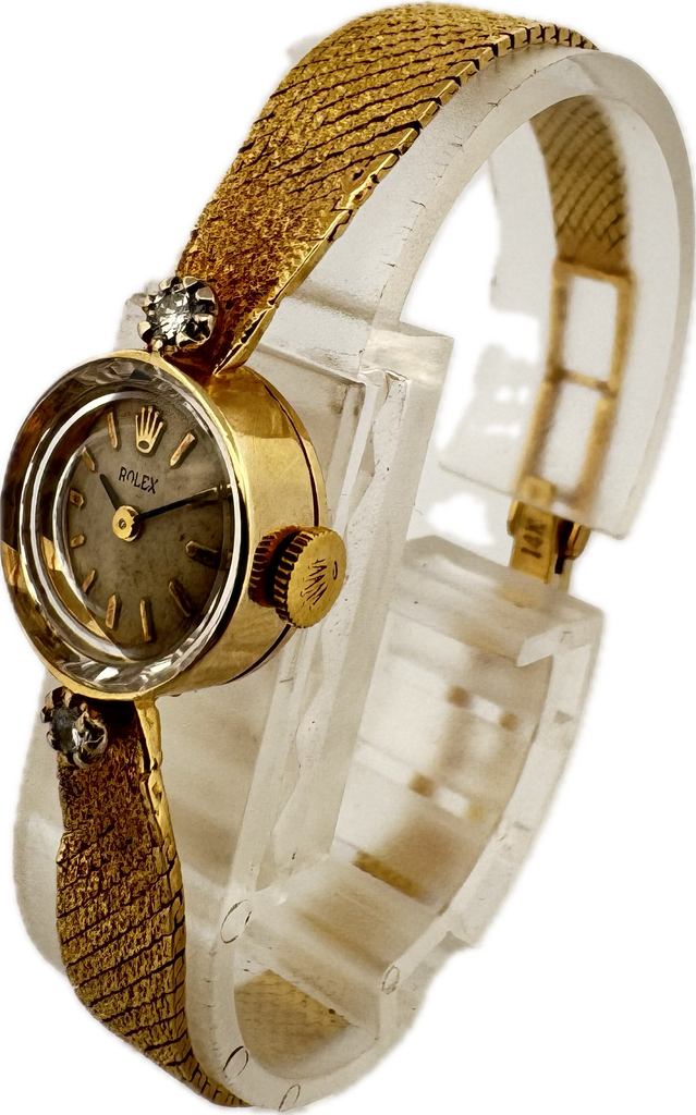 Vintage 14mm Rolex 1400 Ladies Mechanical Wristwatch 14k Gold w 2