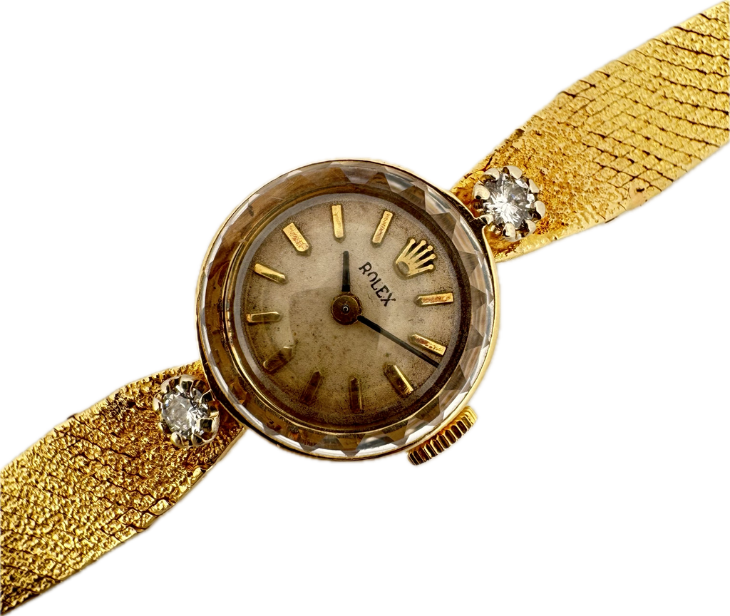 Vintage 14mm Rolex 1400 Ladies Mechanical Wristwatch 14k Gold w 2