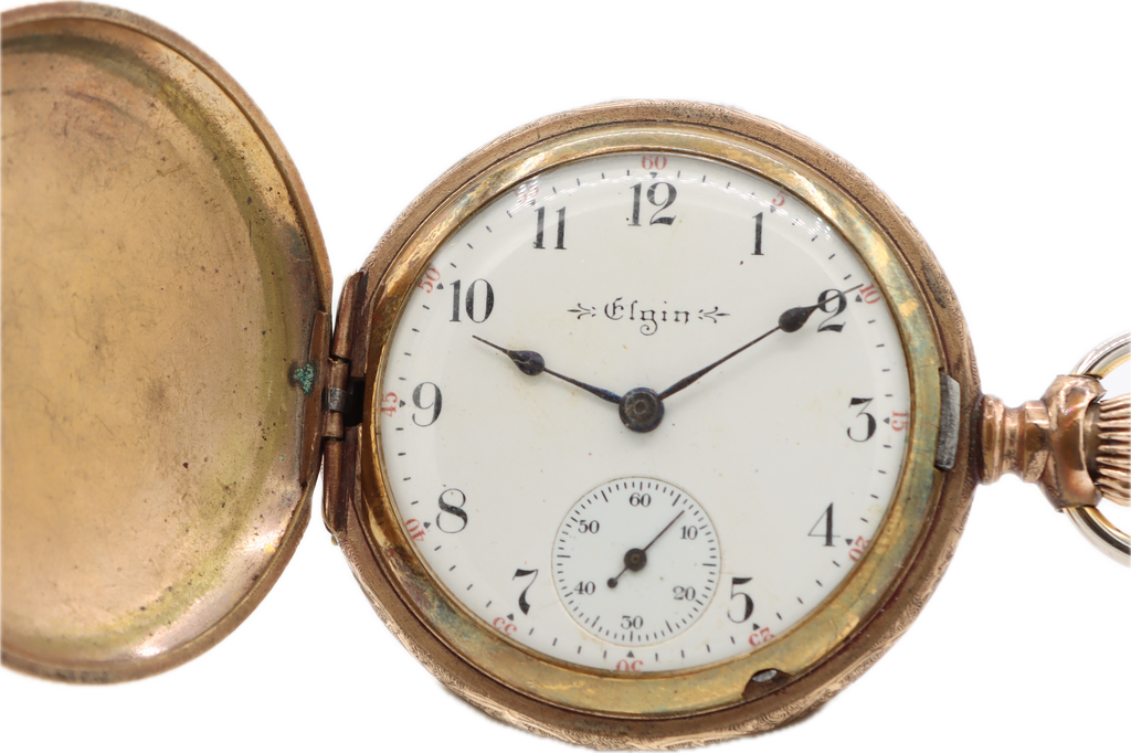 Antique 18s Elgin B.W. Raymond 17 Jewel Mechanical Hunter Pocket Watch 183 GF